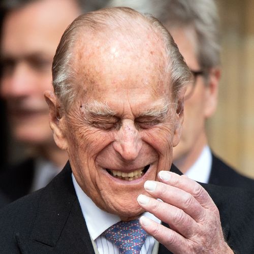 Prince Philip laughing eyes closed