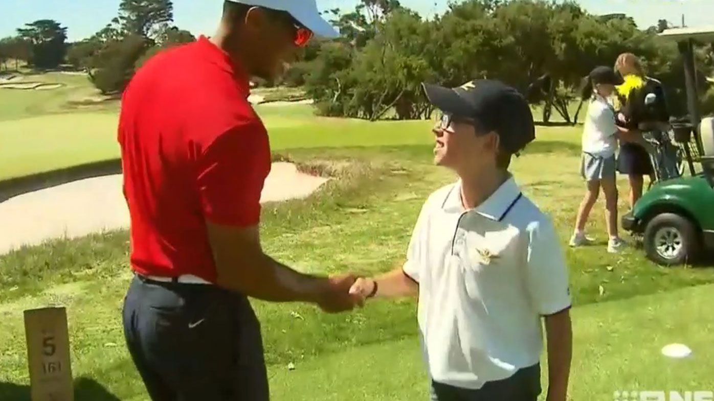 Golf: Tiger Woods surprises Aussie golfing starlets at Royal Melbourne