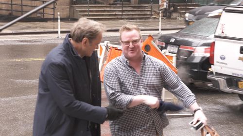 Former Channel Seven reporter Dylan Howard, 36, outside his New York office. (60 Minutes)