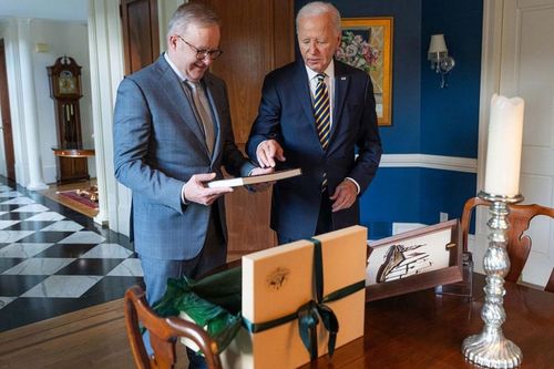 Başbakan Anthony Albanese, 2024 yılında ABD Başkanı Joe Biden ile Wilmington'da bir toplantıya katılıyor.