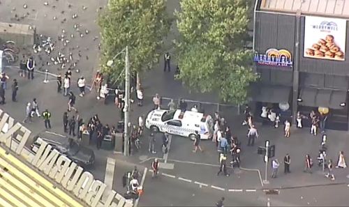 Casino goers flooded onto the street after the scare. (9NEWS)