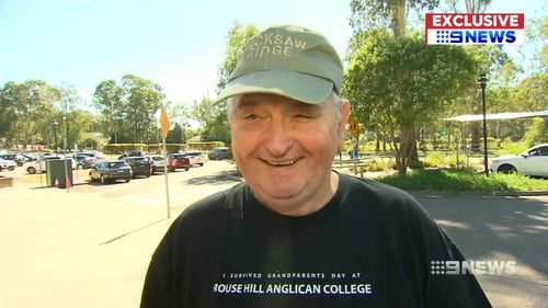 Sydney grandfather Bill Whybrew collapsed at his grandchildren's school last year and entered cardiac arrest. Picture: 9NEWS.