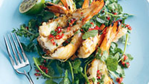 Prawns with lime, chilli and coriander
