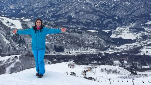 Julia-Mary Lane on a snowy range.