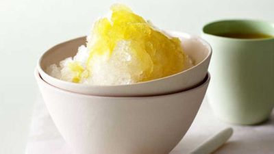 <strong>Ginger and lime shaved ice with mango syrup</strong>