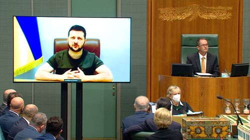 Ukrainian President Volodymyr Zelenskyy has addressed a joint sitting of Australian Parliament