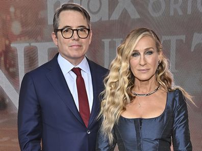 Matthew Broderick, left, Sarah Jessica Parker attends the premiere "That's it..." Season 3 of Crane Club in New York on Wednesday, May 21, 2025. (Photo by Evan Agostini/Invision/AP