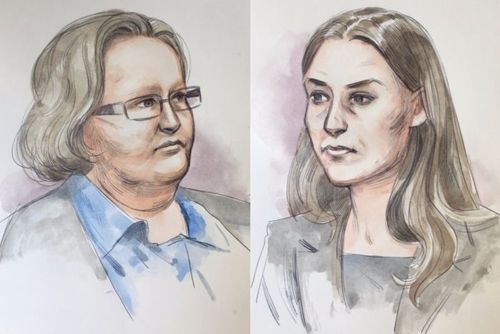 Court sketches of Trudi Lenon and Jemma Lilley.