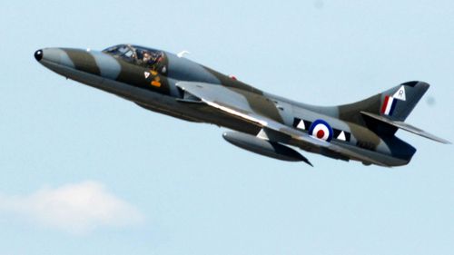 The vintage Hawker Hunter fighter jet just moments before it crashed into the ground at Shoreham air show in England four years ago.