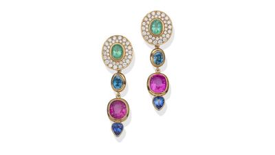 Tourmaline and diamond earrings