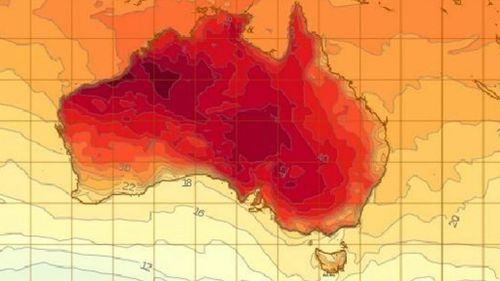 Most of the country is looking temperatures in the mid-30s this week. (Bureau of Meteorology)