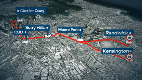 The Light Rail will operate from Circular Quay to both Randwick and Kingsford. (9NEWS)