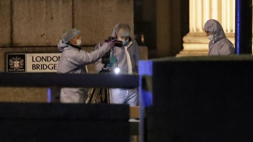 Forensic police at the scene of the London Bridge terror attack.