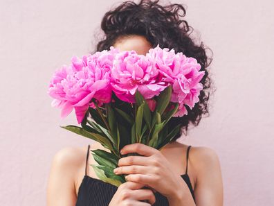 Woman holding flowers