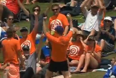 <b>A cricket fan in New Zealand has pulled off an incredible one-handed catch to win $100,000 in a beer company promotion. </b><br/><br/>With a fellow spectator sliding down the hill near him, Michael Morton showed remarkable composure and hand-eye co-ordination to pluck the six struck by Kieran Powell with just his right hand. <br/><br/>From unbelievable half-court shots to remarkable bowling performances, check out these brilliant moments of skill from sports fans who have claimed the cash. <br/>