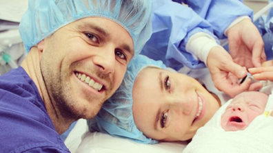 Trent and Brooke Cotchin with son Harper.