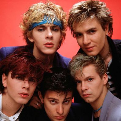 Duran Duran in London, England in 1981. Left to right are (back) keyboard player Nick Rhodes, singer Simon Le Bon, (front) bassist John Taylor, drummer Roger Taylor and guitarist Andy Taylor.