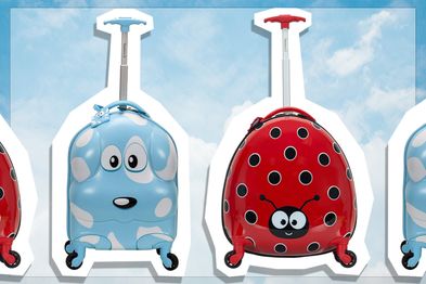 9PR: Rockland Jr. Kids' My First Luggage Blue Dog and Ladybug Suitcases
