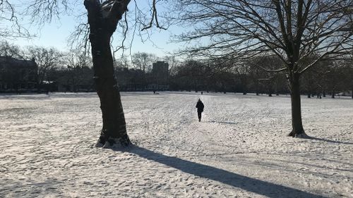 A park in north London was transformed into a winter wonderland. (9NEWS)