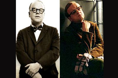 <B>In <I>Capote</I>...</B> In this film based on a true story, Truman Capote (Philip Seymour Hoffman) becomes fascinated by the murder of a family in Kansas. He befriends an imprisoned perpetrator, learns the truth behind the event, and writes a book about it and profits.<br/><br/><B>In <I>Infamous</I>...</B> Based on real life events, Truman Capote (Toby Jones) becomes fascinated by the murder of a family in Kansas. He befriends an imprisoned perpetrator, learns the truth behind the events, and writes a book about it and profits.