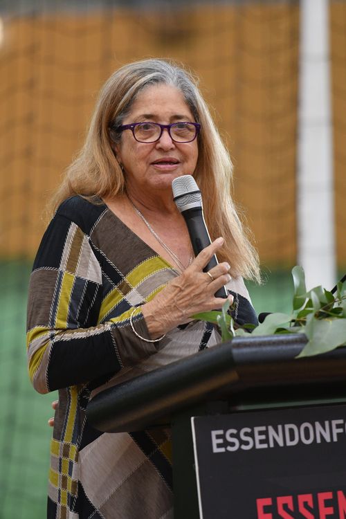 Welcome to Country by Aunty Joy Murphy  as Essendon kick off their Dreamtime Week celebrations at True Value Solar Centre on May 23, 2017 in Melbourne, Australia.  