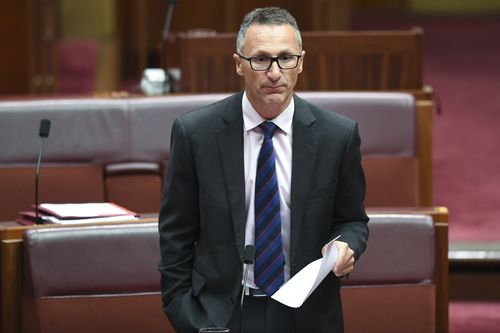Greens leader Richard di Natale in the Senate today. Picture: AAP