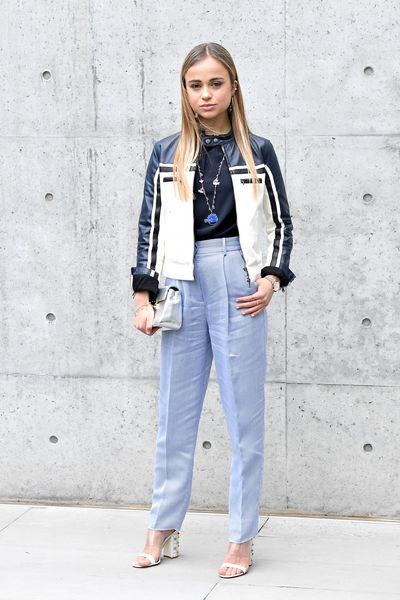 Lady Amelia Windsor in Armani at the Emporio Armani show during Milan Fashion Week, February, 2018