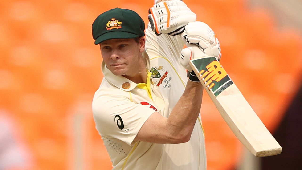 AHMEDABAD, INDIA - MARCH 13: Steve Smith of Australia bats during day five of the Fourth Test match in the series between India and Australia at Narendra Modi Stadium on March 13, 2023 in Ahmedabad, India. (Photo by Robert Cianflone/Getty Images)