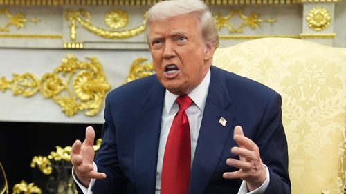 President Donald Trump speaks as he meets Saudi Arabia's Crown Prince Mohammed bin Salman in the Oval Office of the White House, Tuesday, Nov. 18, 2025, in Washington. 