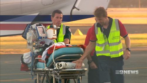 The four-year-old boy was air lifted to hospital, and continues to fight for life. (9NEWS)