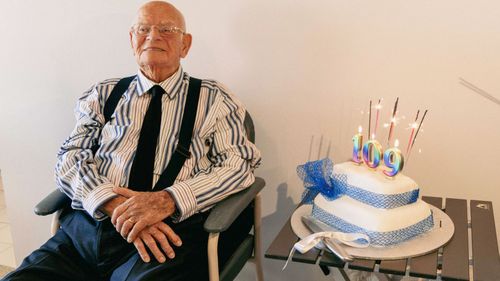 Frank Mayer celebrating his 109th birthday.