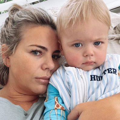 Fiona Falkiner with son Hunter. 