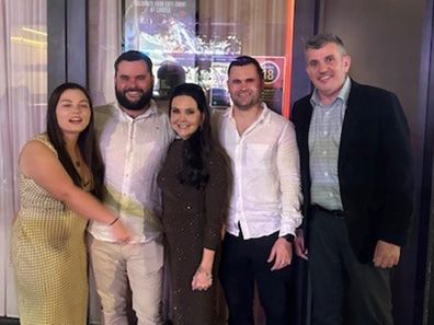Chrissy with her partner, two sons and daughter-in-law.