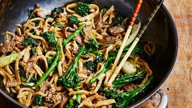 Beef and udon noodle stir fry