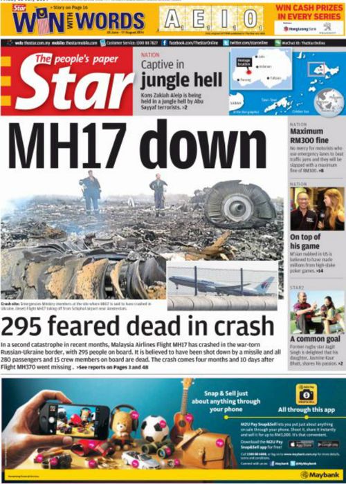 The Star: MH17 down