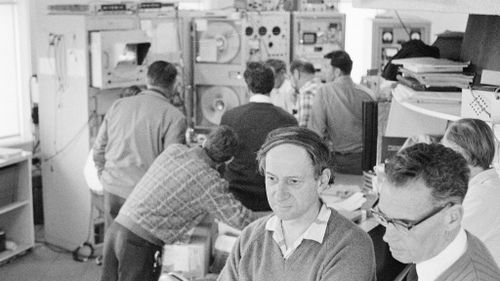 The control room of the Parkes dish during the Apollo 11 mission. (AAP)