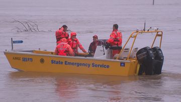 An SES boat on the water in Windsor.