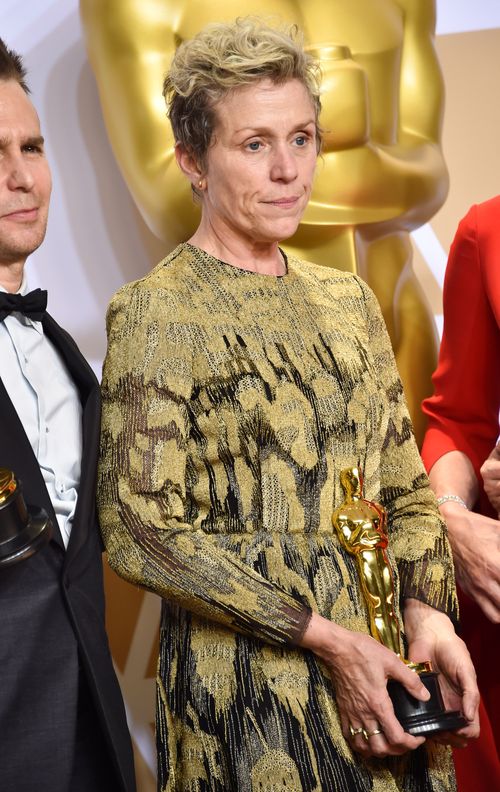 McDormand at the Oscars before the theft. (AAP)