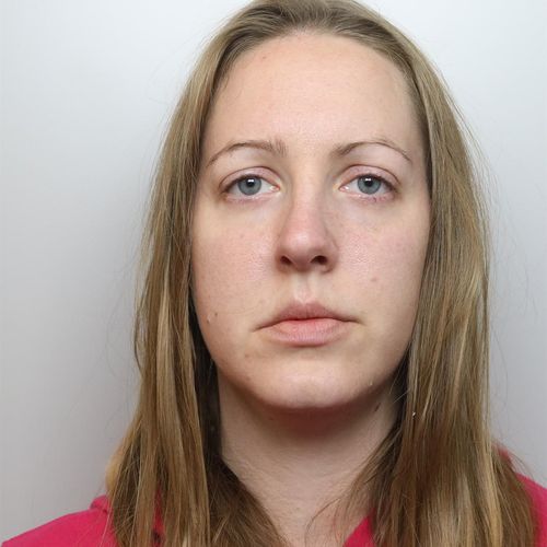 In this handout photo provided by Cheshire Constabulary, Lucy Letby has a headshot taken while in police custody in November 2020 