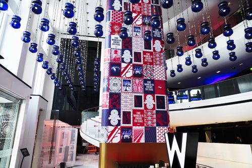 Ads for Budweiser are seen at a hotel hosting a major bar for the beermaker in Doha, Qatar, Friday, Nov. 18, 2022.  