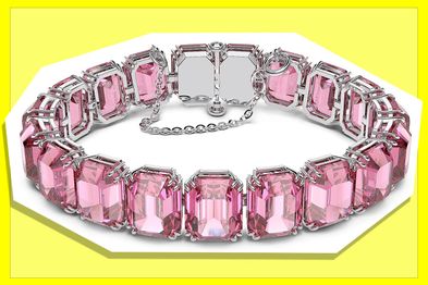 9PR: Swarovski Millenia Collection Rhodium Plated Pink Bracelet