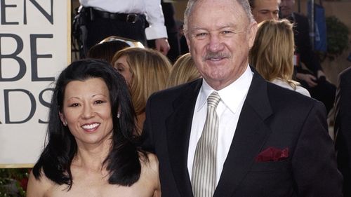 Archive: Actor Gene Hackman arrives with his wife, Betsy Arakawa, for the 60th Annual Golden Globe Prize at Beverly Hills, California, Sunday, January 19, 2003. (AP Photo/Mark J. Terrill, Archive)