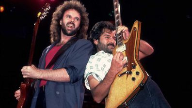 American rock band .38 Special performs in 1986. Pictured are, from left, Larry Junstrom and Don Barnes.