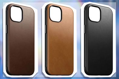 Nomad iPhone 15 Leather Phone Case, Black, Brown and Tan