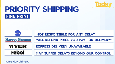 Some of the major retailers offering priority shipping.