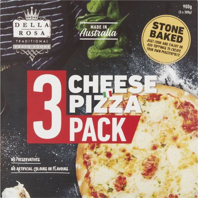 238 calories per 100g - Della Rosa Stone Baked 3 Cheese Pizza Pack 900g