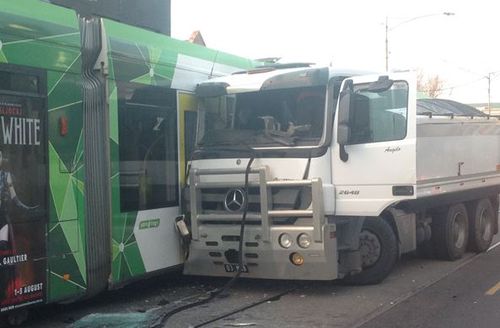 The crash caused delays on busy Sydney Road. Picture: Madeline Slattery