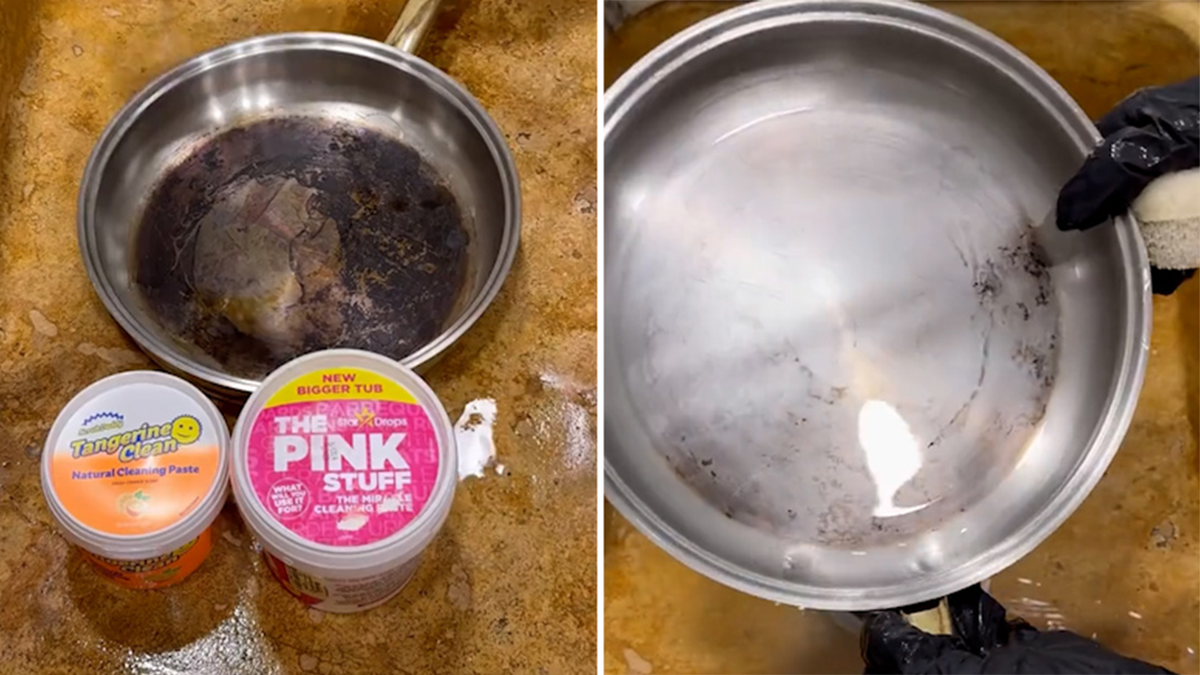 Cleaning hacks: The Pink Stuff paste put to the test on a burnt pan against  a new Scrub Daddy product - and one was declared superior - 9Honey