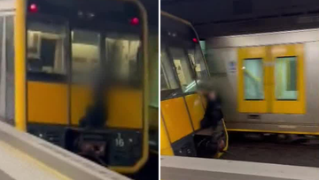 A﻿ teenager has diced with death by train surfing on a carriage at a station in Sydney&#x27;s north.