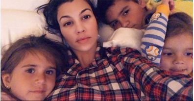 Kourtney Kardashian with kids Penelope, Mason and Reign.